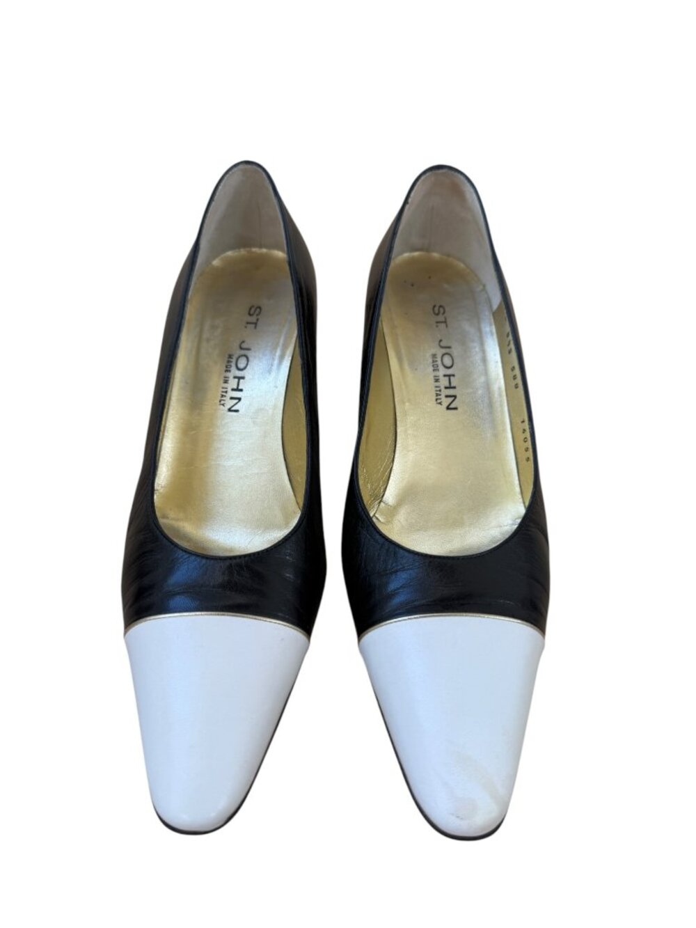 St John Two-Tone Cap Toe Kitten Heel Pump Leather 8.5 VTG‎